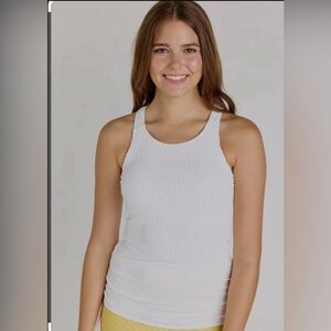 Women’s Calypsa brand white tankini with swim skirt sz L